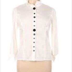 Etcetera Cream Button-Front Blouse with Contrast Buttons